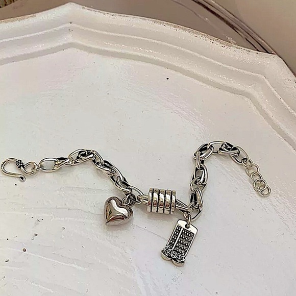 Sterling Silver Heart Live Forever Scroll Calendar Chain Link Bracelet - Picture 7 of 7